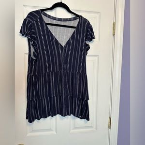 Torrid Size 2 Blue and White Button Top